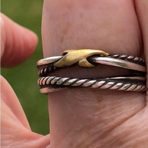 David Yurman crossover ring 18k gold and silver size 7.  Good condition.